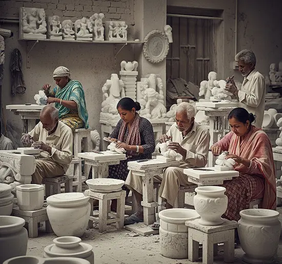 Marble craftsmen at work