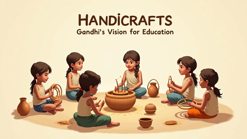 Gandhiji education philosophy, handicrafts in Gandhian education, 