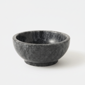 Eternal Black Marble Bowl by Subyaas – Hand-carved natural black marble with white veins