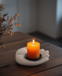 Subyaas handcrafted marble hand sculpture with open palm design, perfect for meditation, prayer, and home décor.