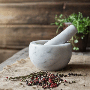 Exquisite White Marble Mortar & Pestle Handcrafted by Subyaas – Imam Dasta for Grinding Spices and Herbs