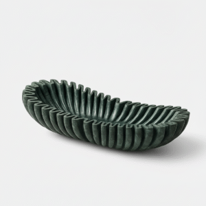 Oval Fluted Green Marble Bowl