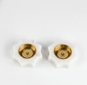 Exquisite Sun Marble Brass Diya – Subyaas White Marble & Original Brass Set of 2
