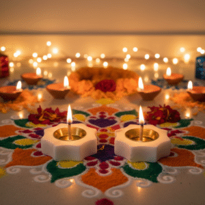 Subyaas Sun Marble Brass Diya white marble brass set of 2