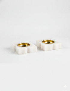 Exquisite Lotus Marble Brass Diya – Subyaas White Marble & Original Brass Set of 2