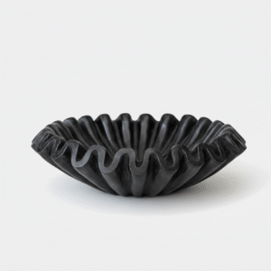BLACK MARBLE FLUTED BOWL