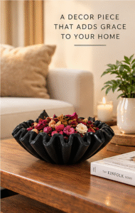 BLACK MARBLE FLUTED BOWL