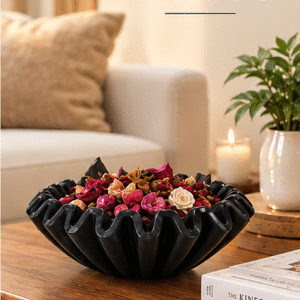 BLACK MARBLE FLUTED BOWL