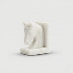 Marble Horse Shape Traditional Bookend | Handcrafted White Marble Horse Bookends for Home Décor, Office & Study |  Luxury Indian Art Sculpture pc1