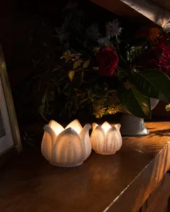 Subyaas Lotus Blossom Candle Holder | Handcrafted Luxury Decorative Candle Stand for Organic Modern & Vintage Home Décor