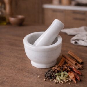 Traditional Marble Mortar & Pestle Grind Fresh Spices The Authentic Way