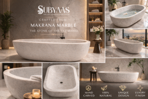 Subyaas Imperial Makrana Marble Bathtub – Premium Hand Carved Luxury Stone Bath