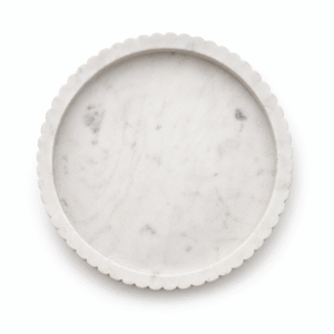 Subyaas Handcrafted White Marble Decorative Tray | Luxury Round Coffee Table Tray | Premium Vanity & Ottoman Marble Tray | Natural Marble Home Decor